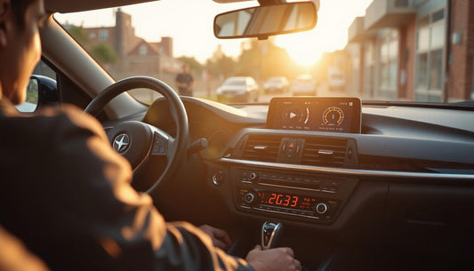 a luxury car interior with a premium audio system