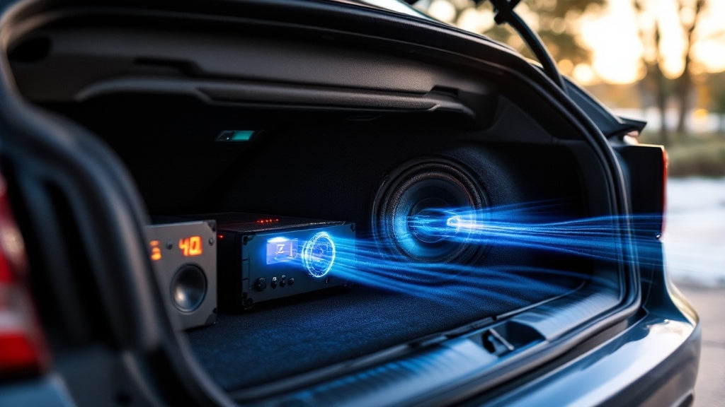 A completed car audio system integrated into the car.