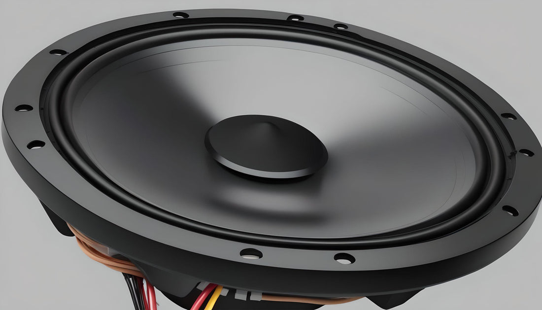 A close-up of a subwoofer with its wire