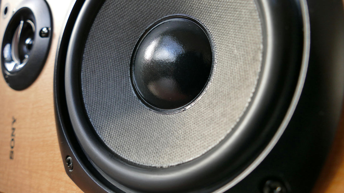 A close-up of a car audio speaker