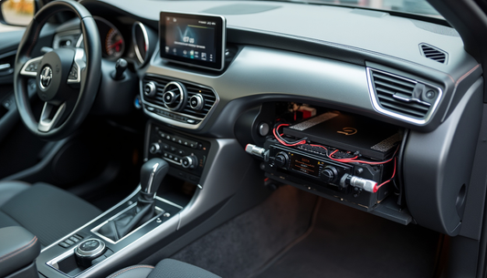 a car dashboard with a high-quality stereo system installed